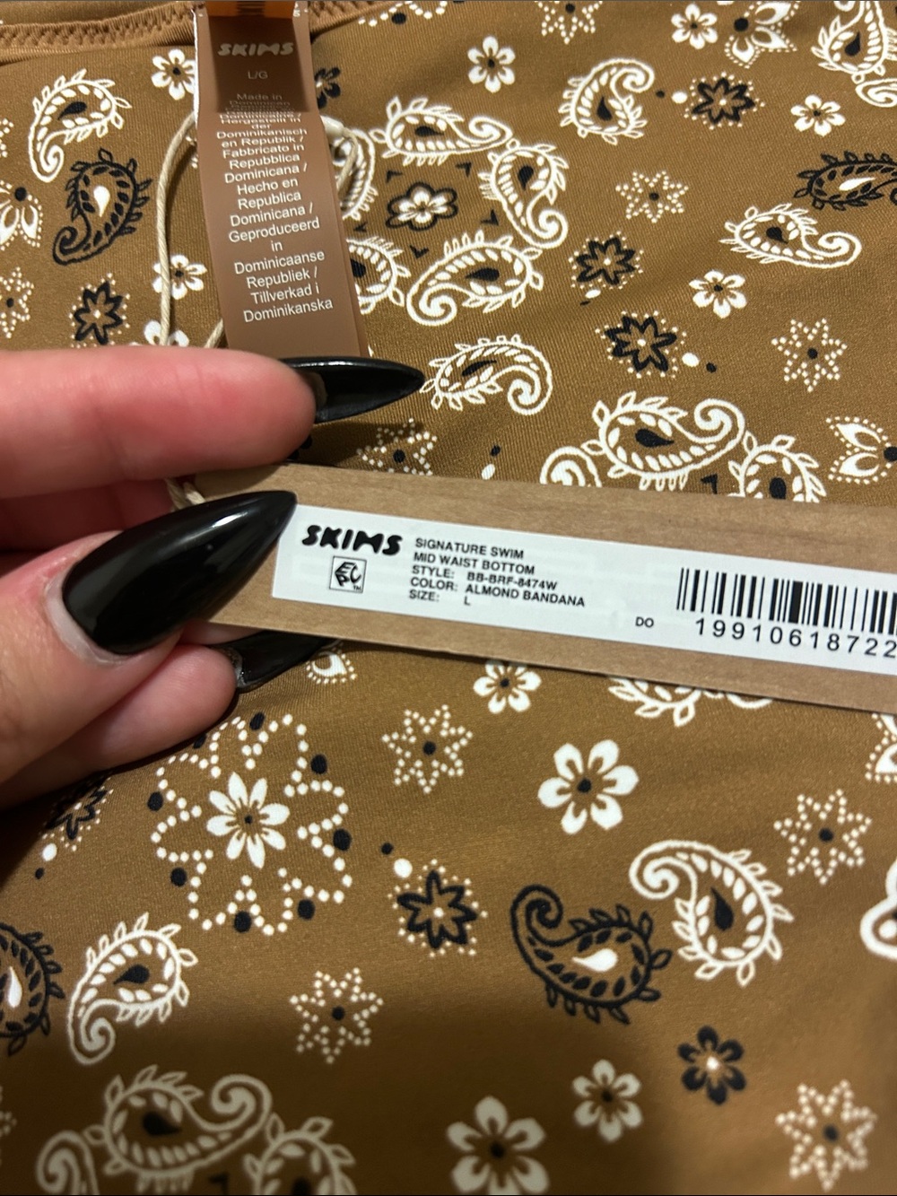 SKIMS Brown Paisley High-Cut Bikini Bottom - Picture 3 of 6